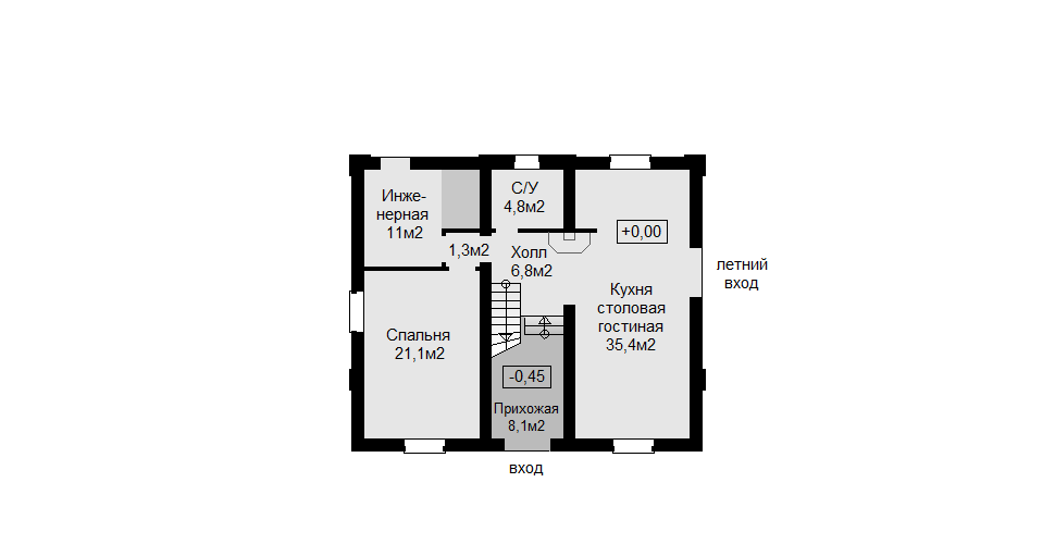 План первого этажа с котлами в приямке