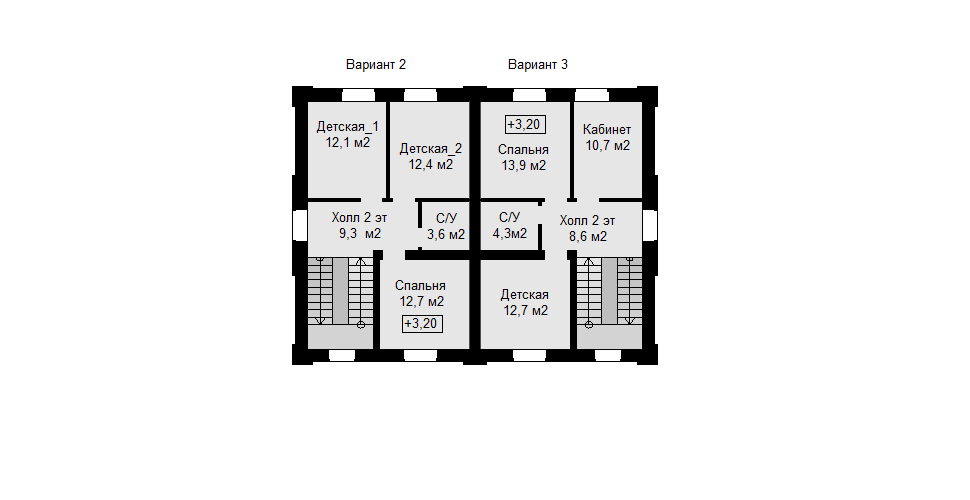 План второго этажа - варианты второй и третий