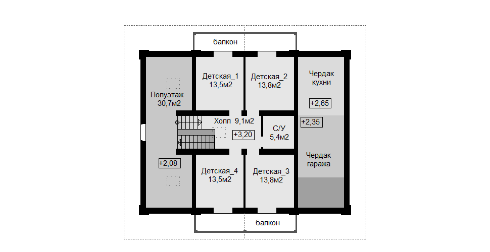 План второго этажа для многодетной семьи