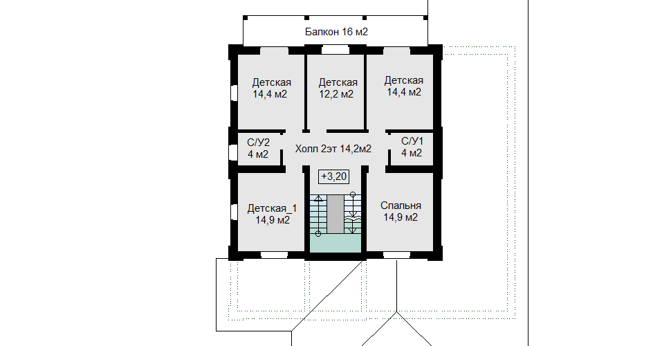 План второго этажа для многодетной семьи.