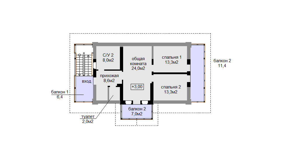 Вариант мансарды с балконом
